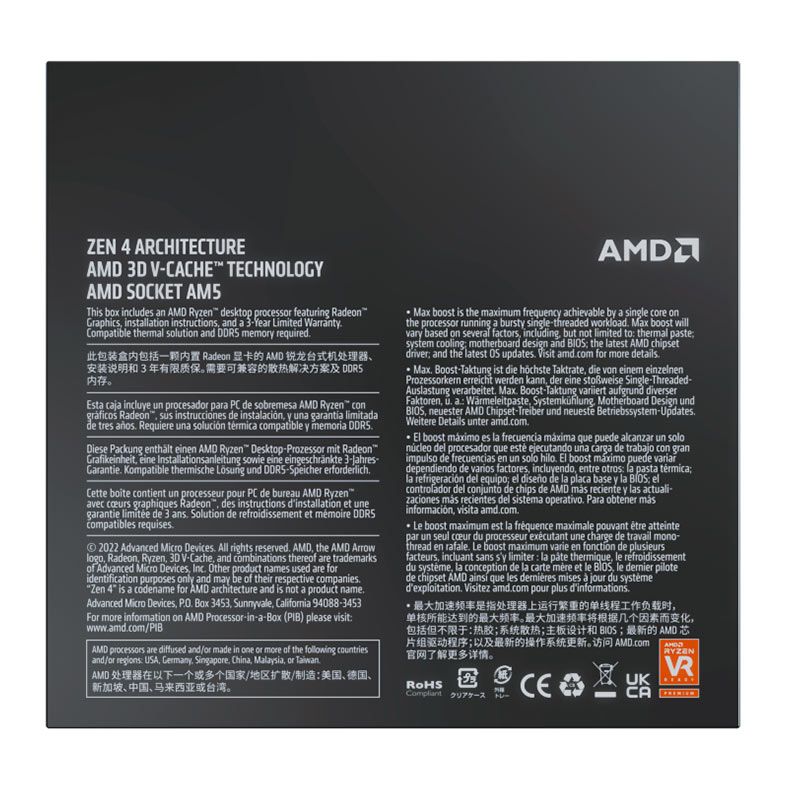 *CONSULTAR VALOR PELO WHATSAPP* PROCESSADOR AMD RYZEN 7 7800X3D, 8-CORE, 16-THREADS, 4.2GHZ (5.0GHZTURBO), CACHE 104MB, AM5, 100-100000910WOF