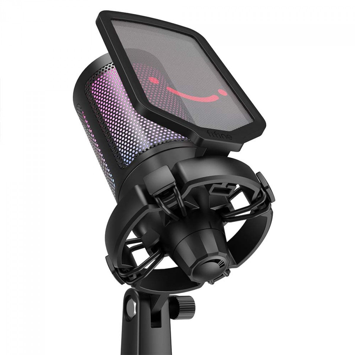 Microfone Gamer Fifine Ampligame A6T, RGB, USB, Black, Com Braço Articulado