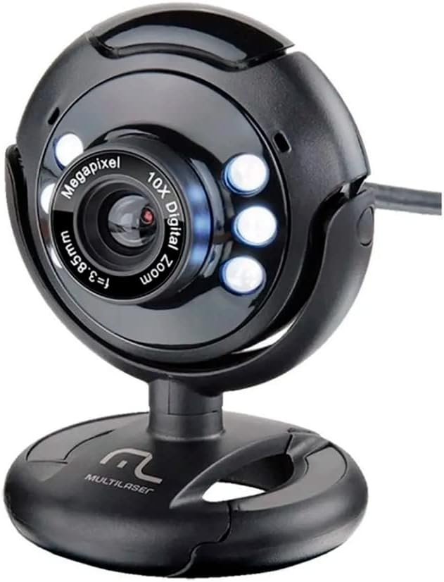 Webcam Standard 480p 30Fps Led Noturno c/Botão Snapshot Microfone Conexão Usb Preto - WC045