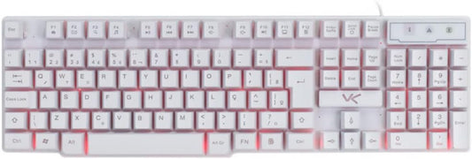 TECLADO GAMER VX GAMING HYDRA BRANCO ABNT2 MULTIMÍDIA COM LED VERMELHO SENSAÇÃO MECÂNICA USB 1.8M – GTH110BV - VINIK