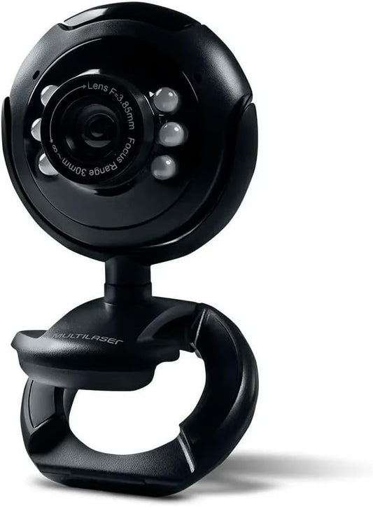 Webcam Standard 480p 30Fps Led Noturno c/Botão Snapshot Microfone Conexão Usb Preto - WC045