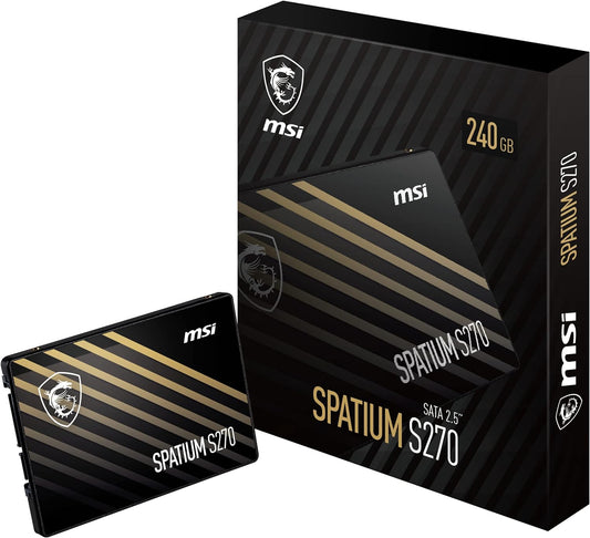 MSI SPATIUM S270 SATA 2,5" – SSD de 240 GB (SATA III, Leitura de 500 MB/s, gravação de 400 MB/s), preto