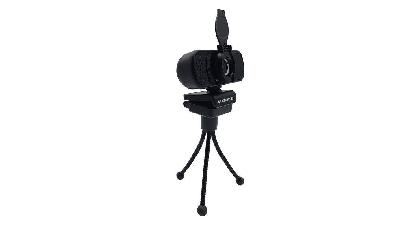 Webcam Full Hd 1080p 30Fps c/ Tripe Cancelamento de Ruído Microfone Conexão USB Preto - WC055
