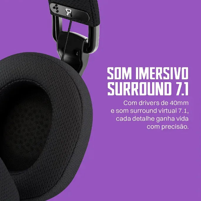 Headset Gamer Redragon Luce H888 Sem Fio Bluetooth 40mm Cor Preto
