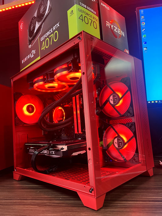 GABINETE GAMER PCYES FORCEFIELD RED MAGMA, MID-TOWER, LATERAL E FRONTAL DE VIDRO, VERMELHO, GFFRMP
