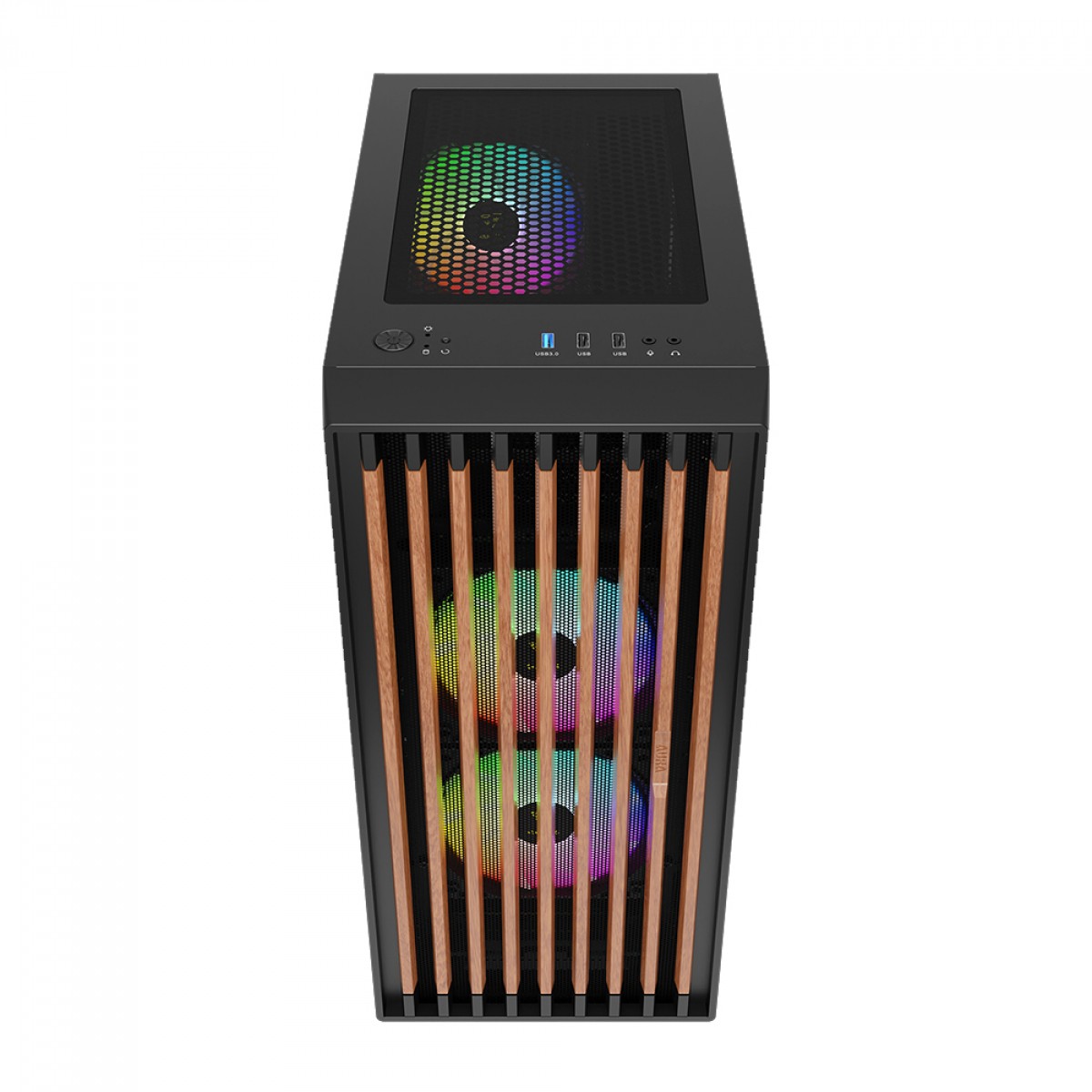 Gabinete Gamer Gamdias Aura GC4, Mid Tower, Vidro Temperado, ATX, Black, Sem Fonte, Com 3 Fans RGB