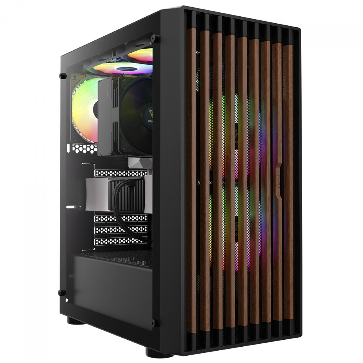 Gabinete Gamer Gamdias Aura GC4, Mid Tower, Vidro Temperado, ATX, Black, Sem Fonte, Com 3 Fans RGB