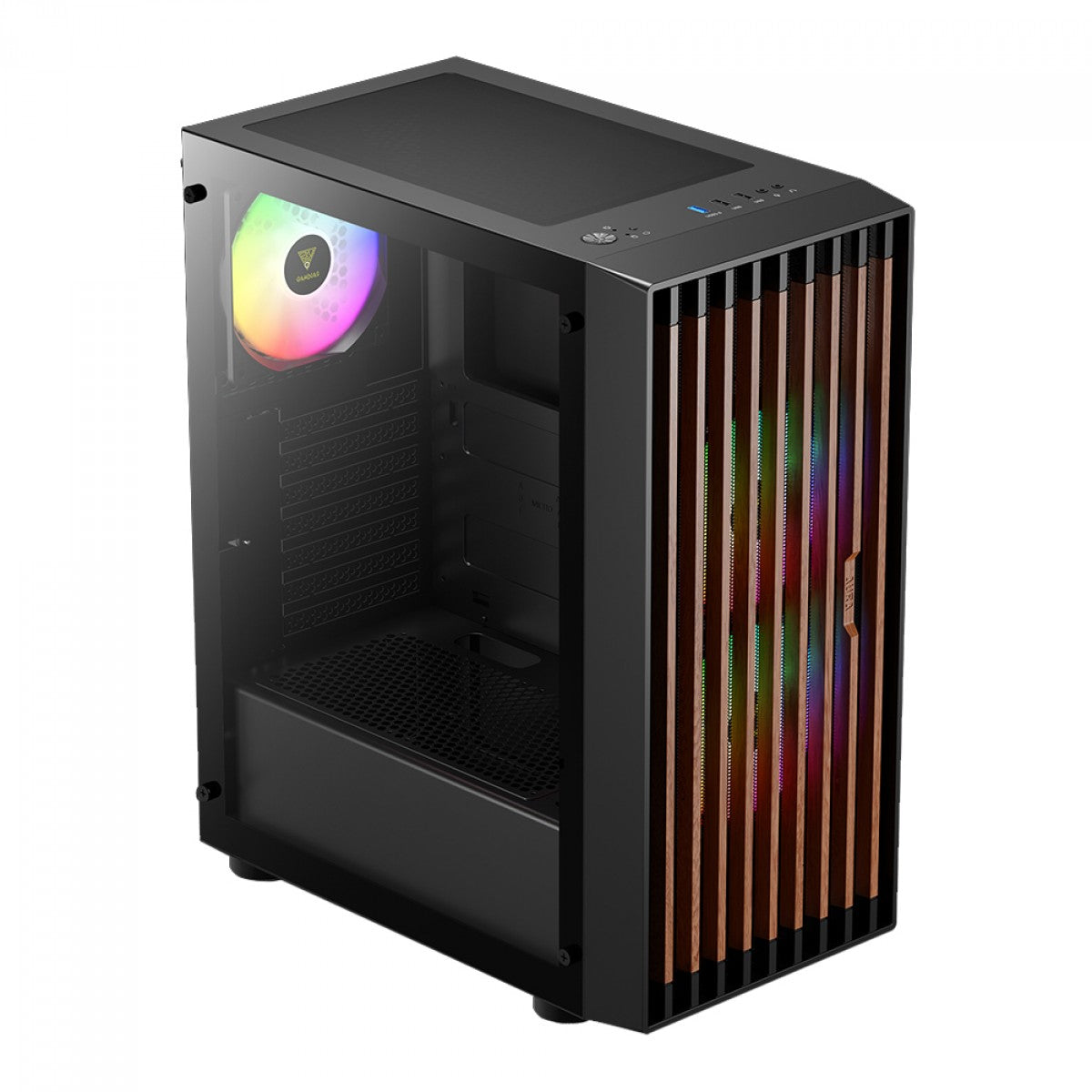 Gabinete Gamer Gamdias Aura GC4, Mid Tower, Vidro Temperado, ATX, Black, Sem Fonte, Com 3 Fans RGB