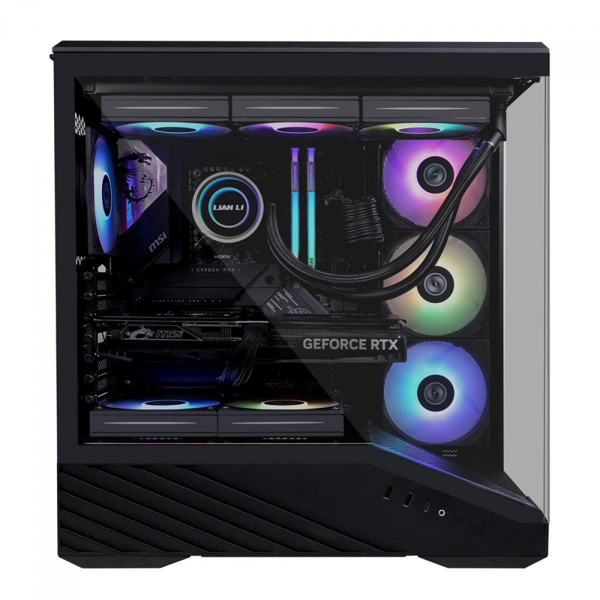 Gabinete Gamer Lian Li Vetor V100, RGB, Mid Tower, Vidro Temperado, E-ATX, Sem Fonte, Sem Fan, Black, V100X