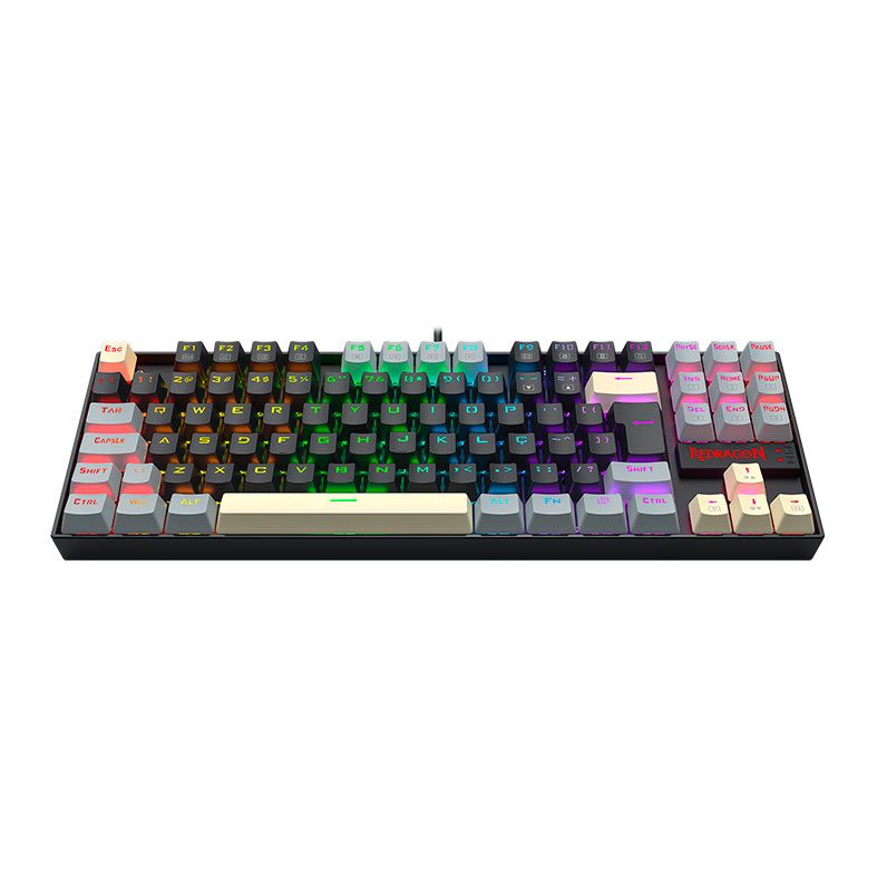 Teclado Mecanico Redragon Kumara, RGB, ABNT2, Switch Marrom, Preto/Cinza/Amarelo, K552LGY-RGB-PT-BROWN