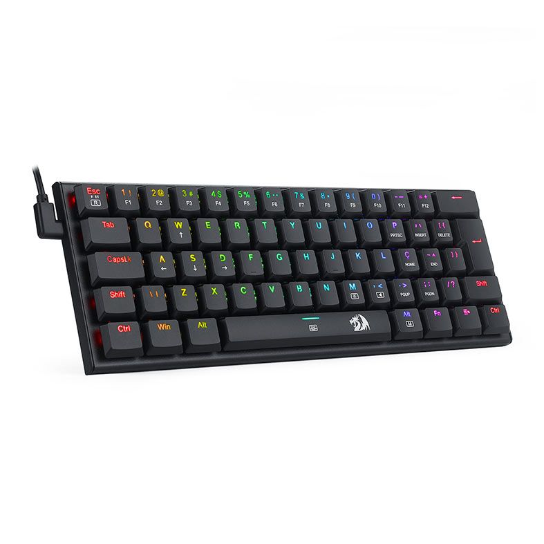 Teclado Mecânico Gamer Redragon Anivia, RGB, ABNT2, Compacto, Outemu Brown, Double-Shot Keycaps, USB 2.0