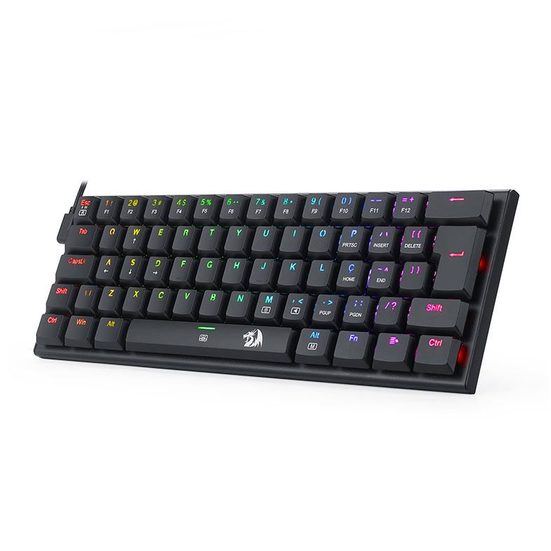 Teclado Mecânico Gamer Redragon Anivia, RGB, ABNT2, Compacto, Outemu Brown, Double-Shot Keycaps, USB 2.0