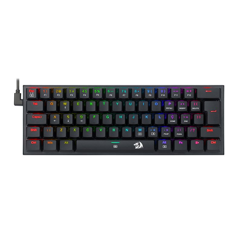 Teclado Mecânico Gamer Redragon Anivia, RGB, ABNT2, Compacto, Outemu Brown, Double-Shot Keycaps, USB 2.0