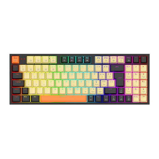 Teclado Mecanico Gamer Redragon Kitava, RGB, Switch Marrom, Bege e Laranja