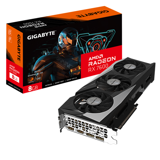*CONSULTAR VALOR E DISPONIBILIDADE PELO WHATSAPP* Placa De Vídeo Gigabyte AMD Radeon RX 7600 Gaming OC, 8GB, GDDR6, FSR, Ray Tracing, GV-R76GAMING OC-8GD