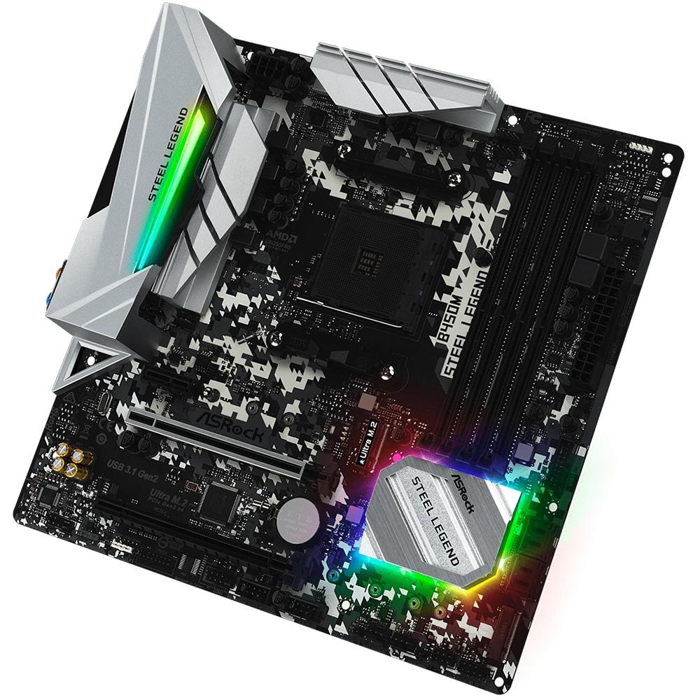 *CONSULTAR VALOR PELO WHATSAPP* Placa Mãe ASRock B450M Steel Legend, AMD AM4, mATX, DDR4