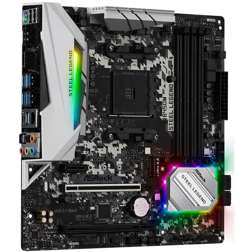 *CONSULTAR VALOR PELO WHATSAPP* Placa Mãe ASRock B450M Steel Legend, AMD AM4, mATX, DDR4