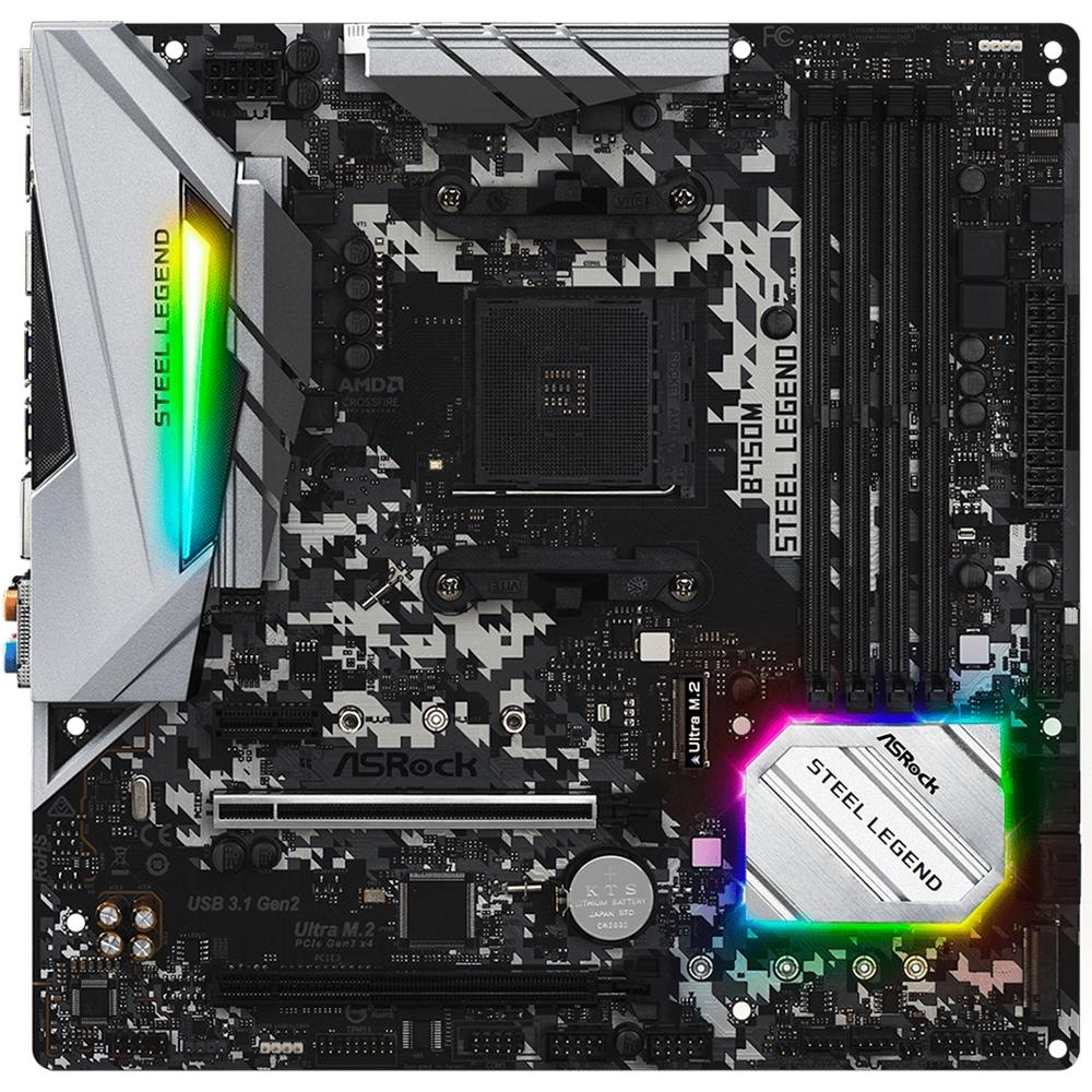 *CONSULTAR VALOR PELO WHATSAPP* Placa Mãe ASRock B450M Steel Legend, AMD AM4, mATX, DDR4