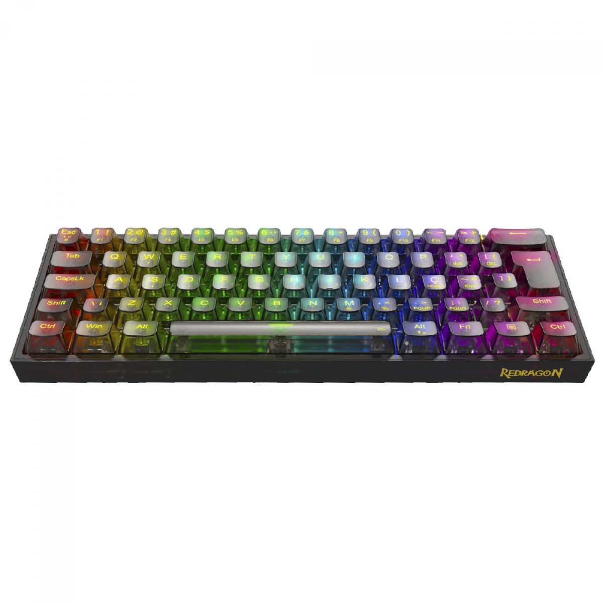 Teclado Gamer Mecânico Redragon Fizz Clear, RGB, USB, Switch Crystal, ABNT2, 60%, Preto, K617CTB-RGB