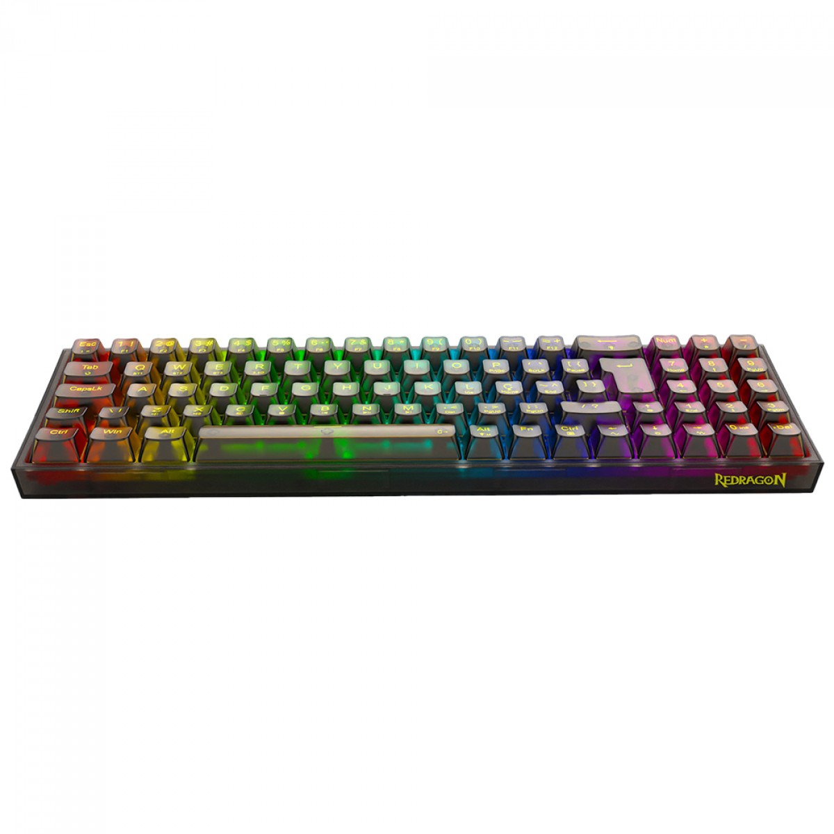 Teclado Gamer Mecânico Redragon Pollux Pro Clear, RGB, Wireless, Bluetooth, Switch Crystal, ABNT2, Preto, K628CTB-RGB-PRO PT