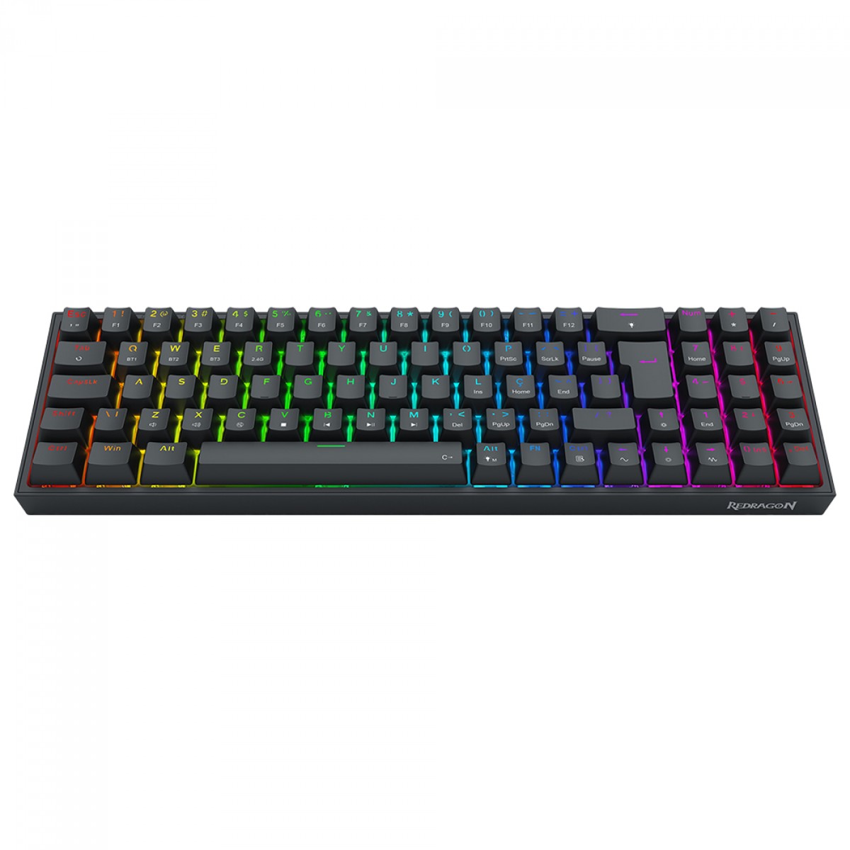 Teclado Gamer Sem Fio Mecânico Pollux Pro RGB, Preto, Abnt2, Switch Marrom, K628RGB-pro (pt-brown), Redragon