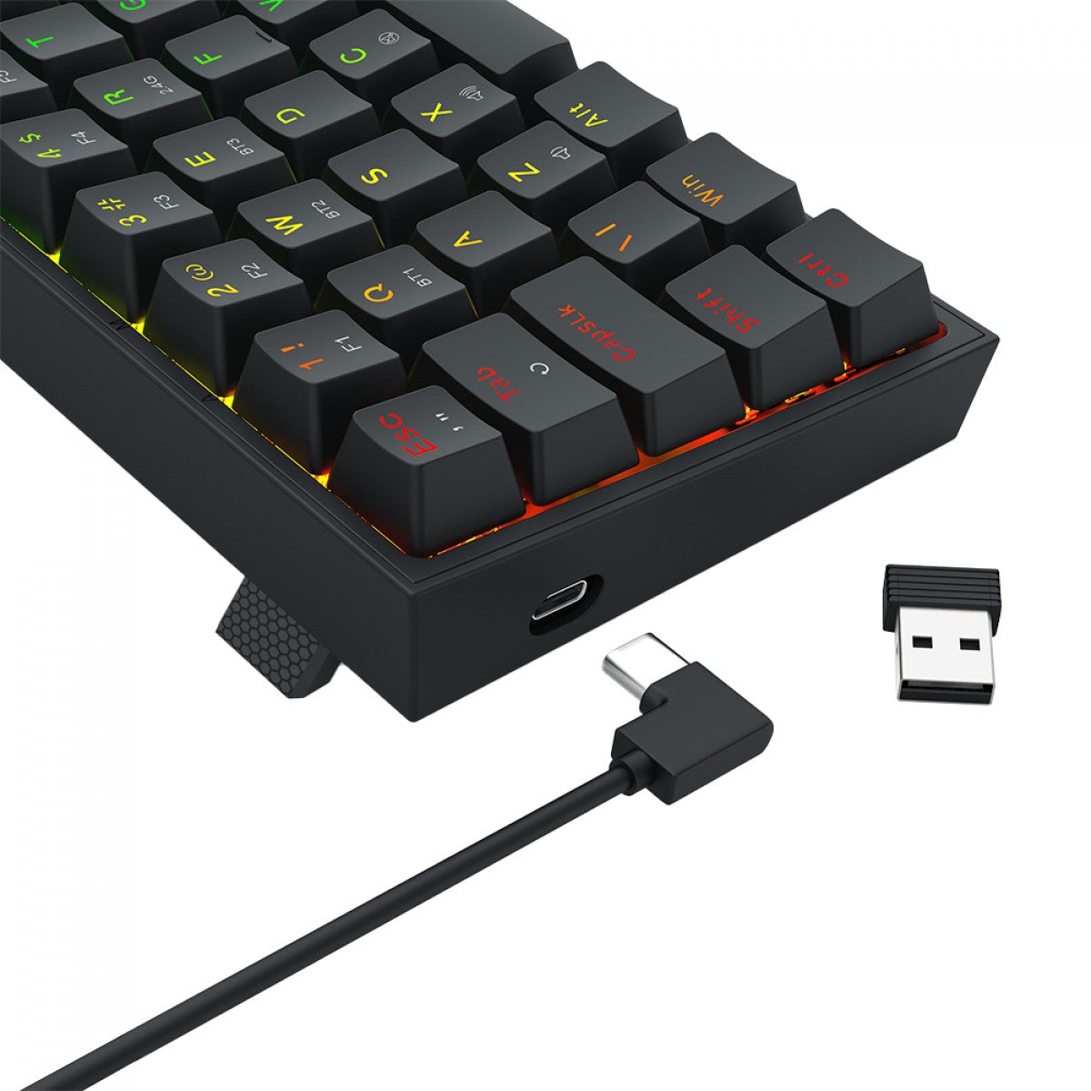 Teclado Gamer Sem Fio Mecânico Pollux Pro RGB, Preto, Abnt2, Switch Marrom, K628RGB-pro (pt-brown), Redragon