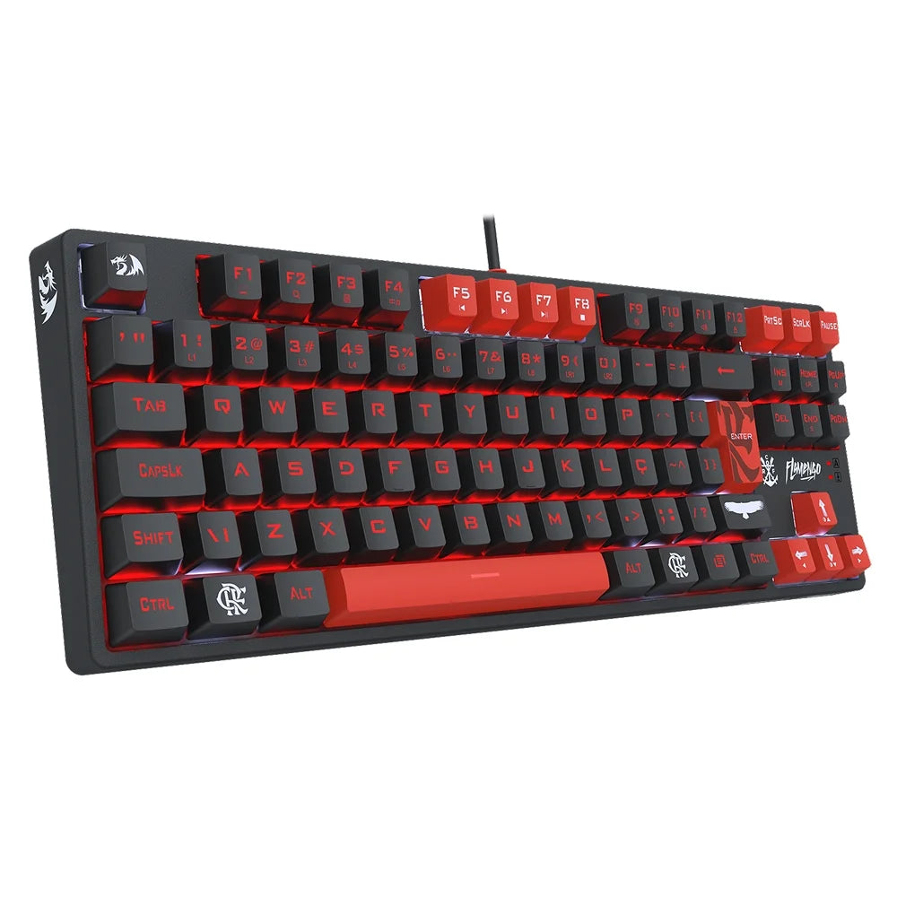 Teclado Mecanico Redragon Gamer Flamengo Nation, TKL, ABNT2, USB, Preto e Vermelho - FL576