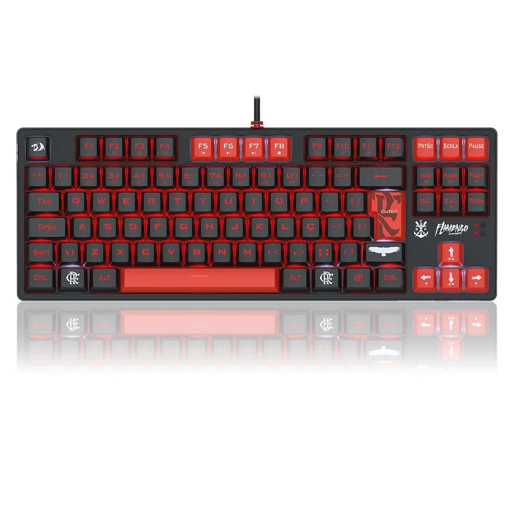Teclado Mecanico Redragon Gamer Flamengo Nation, TKL, ABNT2, USB, Preto e Vermelho - FL576