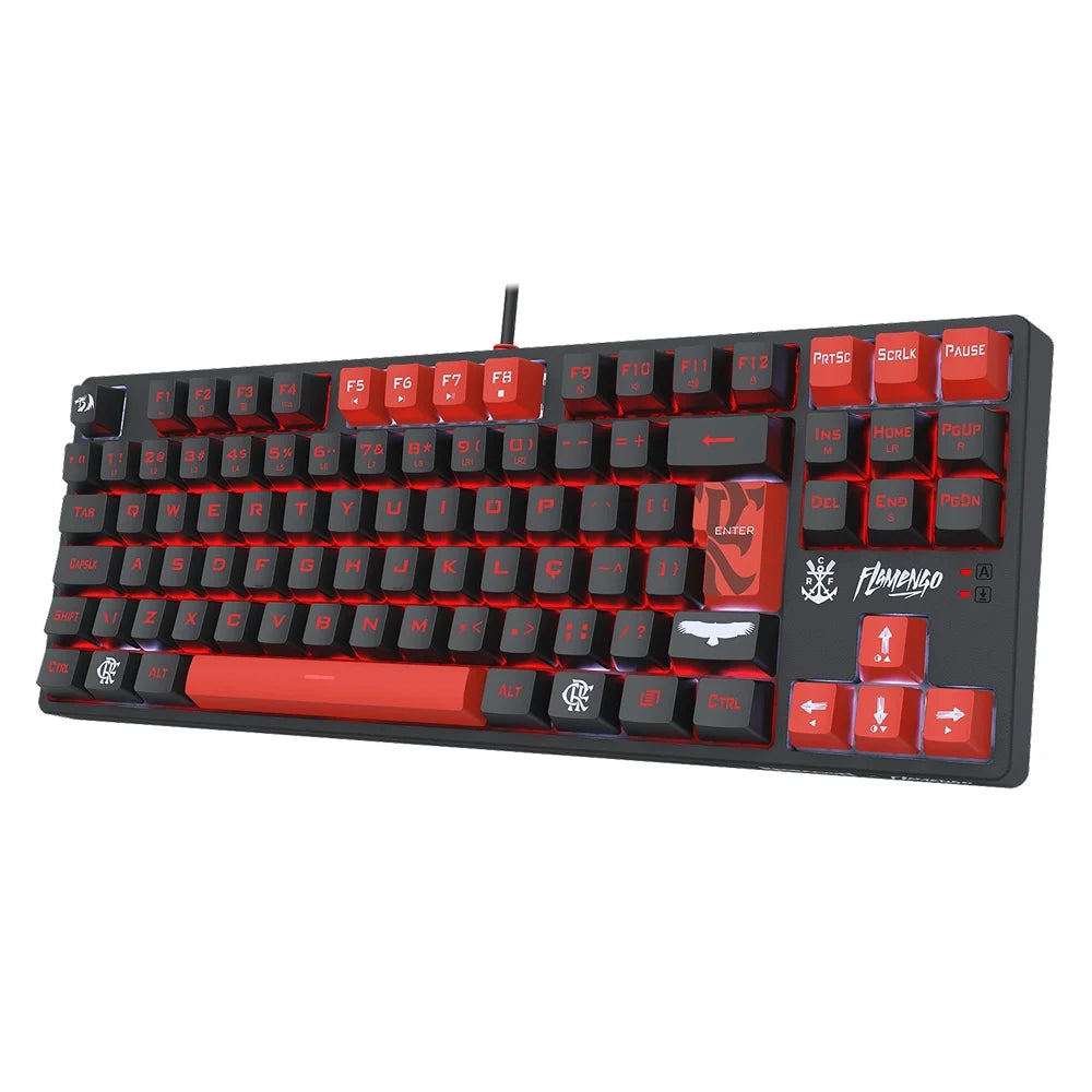 Teclado Mecanico Redragon Gamer Flamengo Nation, TKL, ABNT2, USB, Preto e Vermelho - FL576