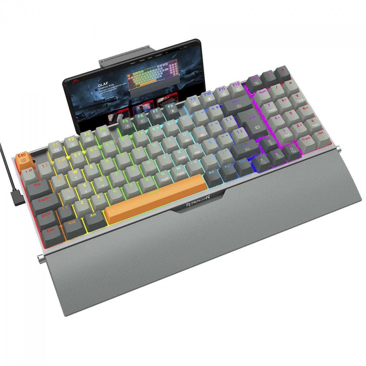 Teclado Mecânico Gamer Redragon Olaf, RGB, Switch Dust-Proof Brown, ABNT2, Black/Gray, K648GG-RGB (PT-BROWN)