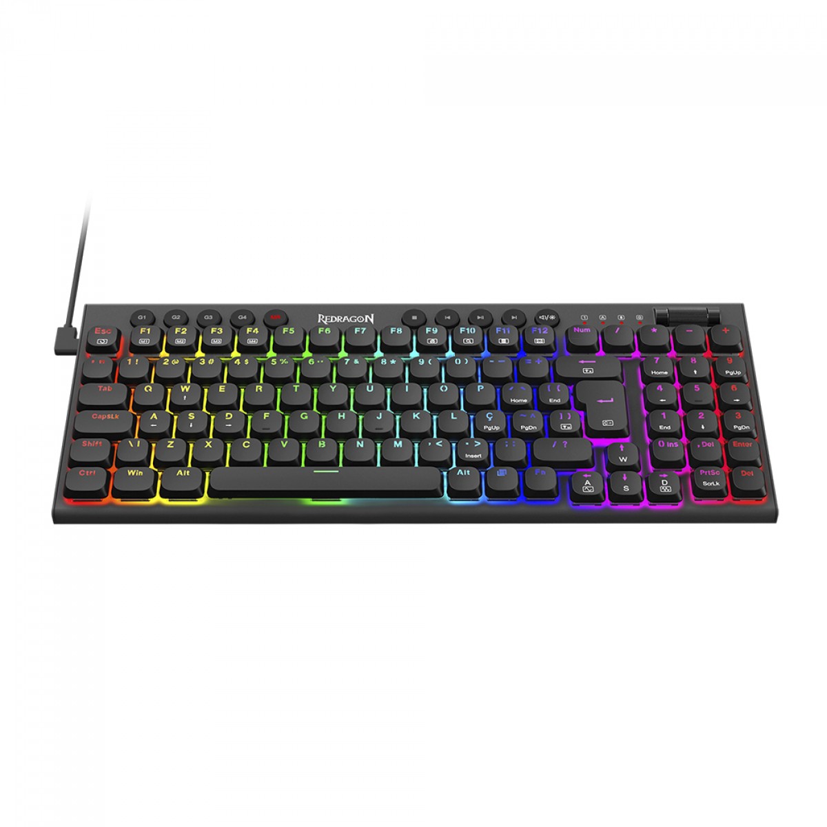 Teclado Mecânico Gamer Redragon Sion, RGB, Low-Profile, Switch Brown, ABNT2, Preto, K653-RGB (PT-BROWN)