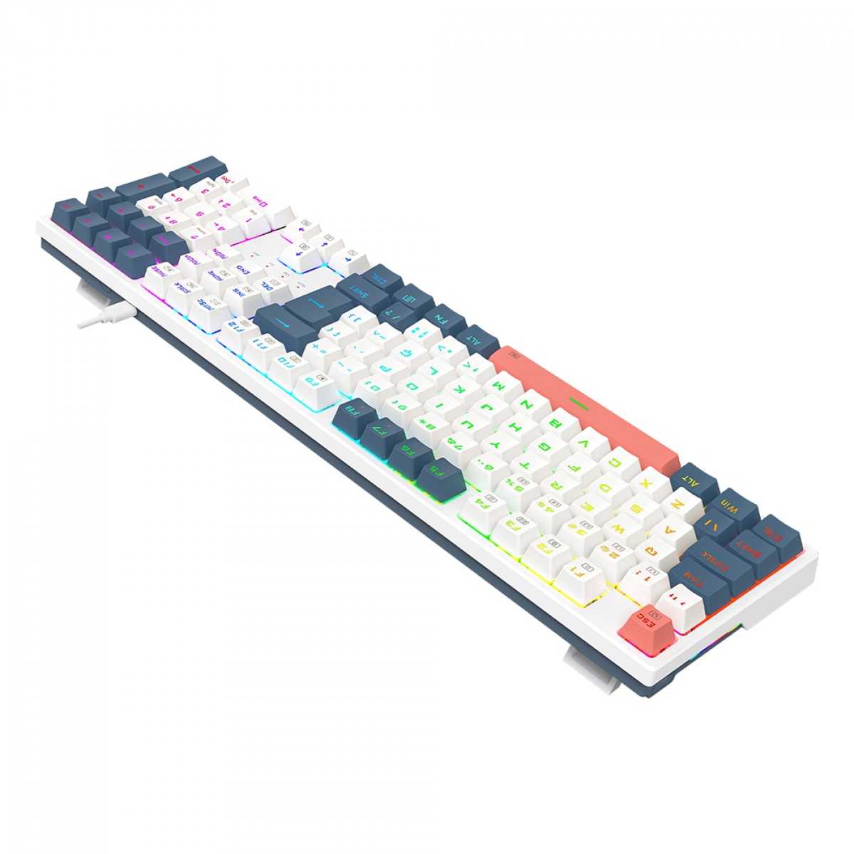Teclado Mecânico Gamer Redragon Trundle, RGB, Switch Brown, ABNT2, Branco, Azul e Rosa, K668WBO-RGB (PT-BROWN)