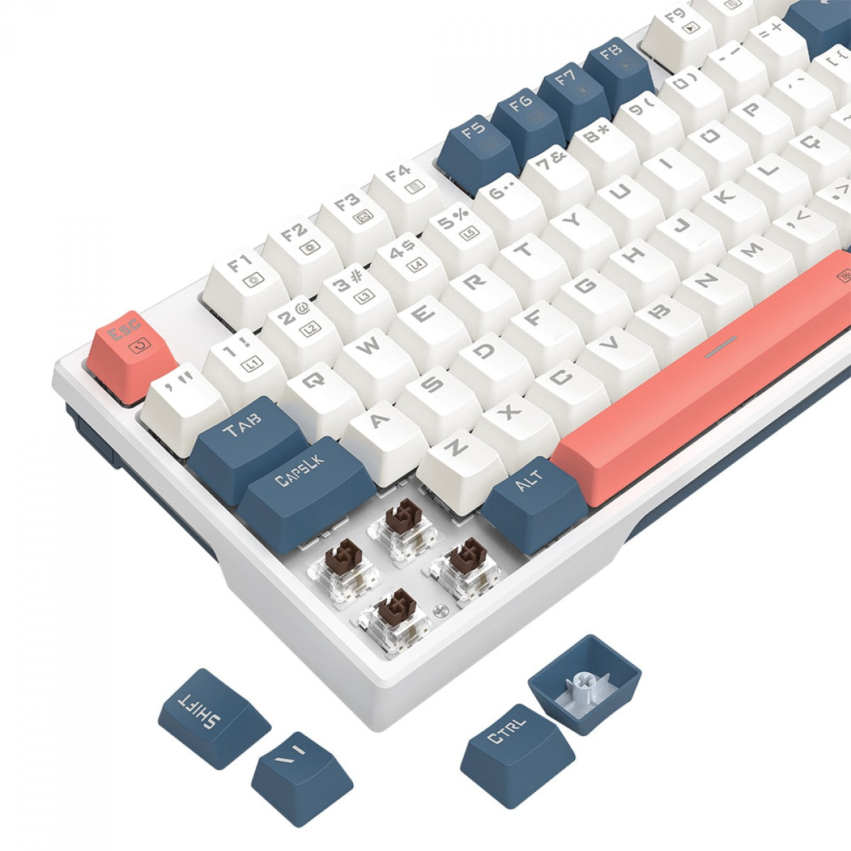 Teclado Mecânico Gamer Redragon Trundle, RGB, Switch Brown, ABNT2, Branco, Azul e Rosa, K668WBO-RGB (PT-BROWN)
