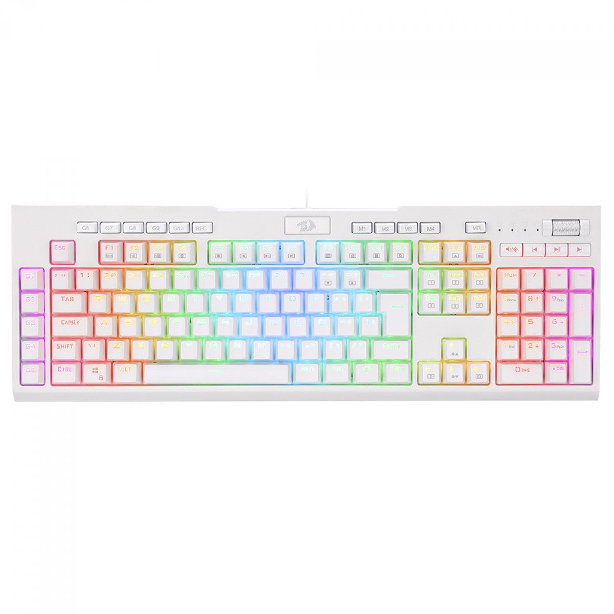 Teclado Mecânico Óptico Gamer Redragon Brahma Pro RGB, Switch Brown, ABNT, White, K586W-RGB-PRO (PT-BROWN)