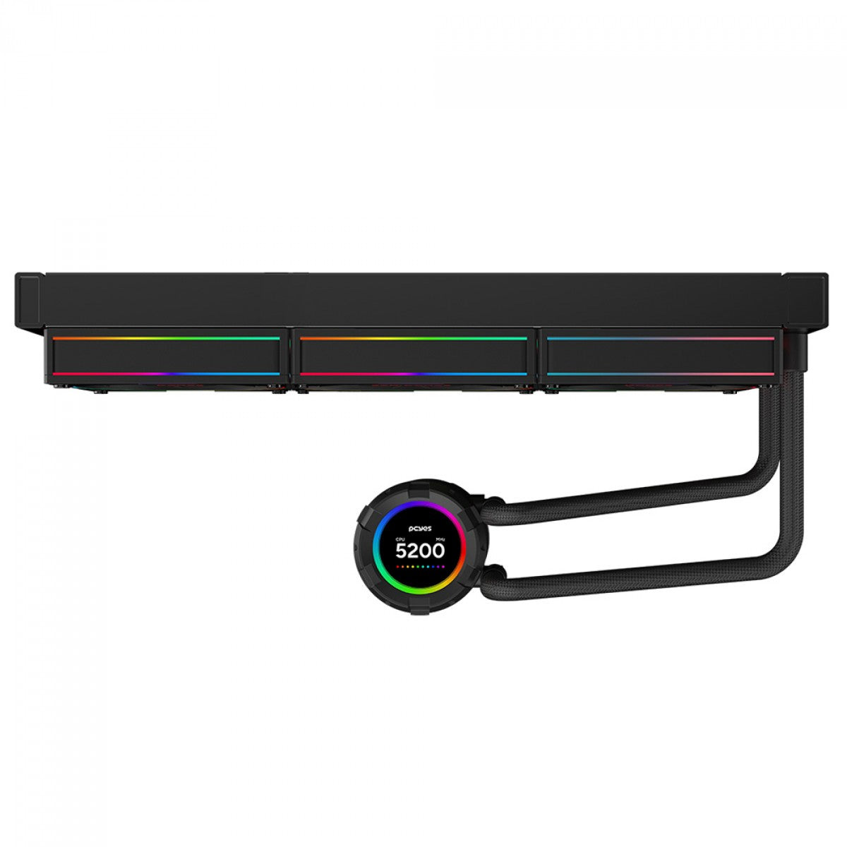 Water Cooler PCYES Vision Black Vulcan, ARGB, 360mm, Intel-AMD, Tela LCD, Preto, VS360BV