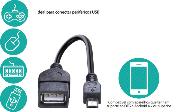 ADAPTADOR USB FEMEA PARA MICRO USB COM FUNCAO OTG UFMU-OTG