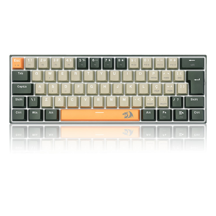 TECLADO GAMER REDRAGON LAKSHMI LARANJA+CINZA+ PRETO COM SWITCH MARROM K606