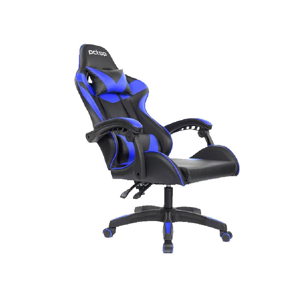 Cadeira Gamer PCTOP Strike/ Preta e Azul/ Reclinável