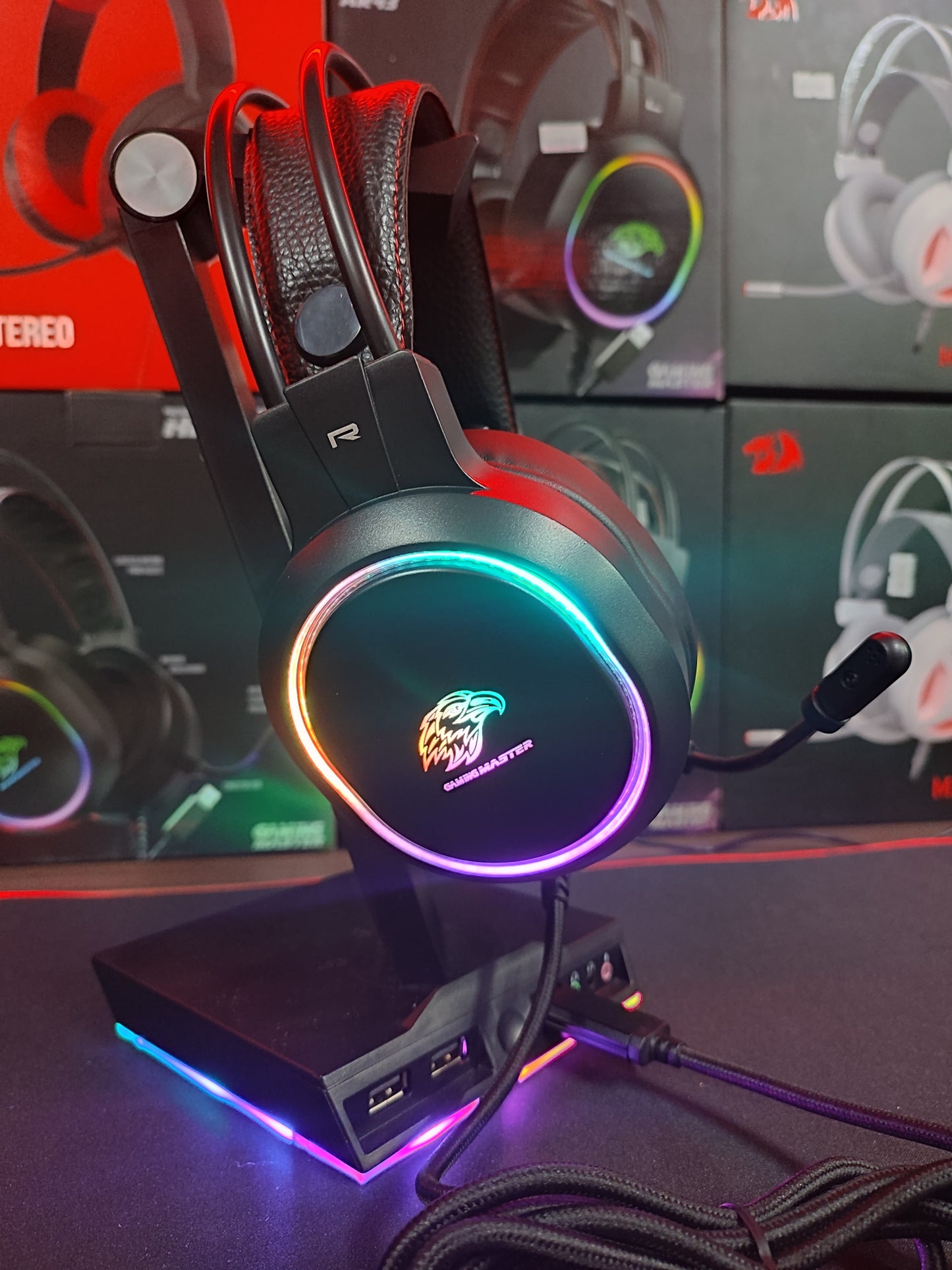 HEADSET GAMER K-MEX AR43 DIGITAL 7.1 LED RGB CONEXÃO USB