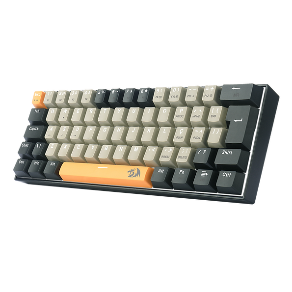 TECLADO GAMER REDRAGON LAKSHMI LARANJA+CINZA+ PRETO COM SWITCH MARROM K606