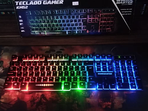 Teclado Gamer K-Mex KM-5228/ Multimídia/ RGB Rainbow/ USB