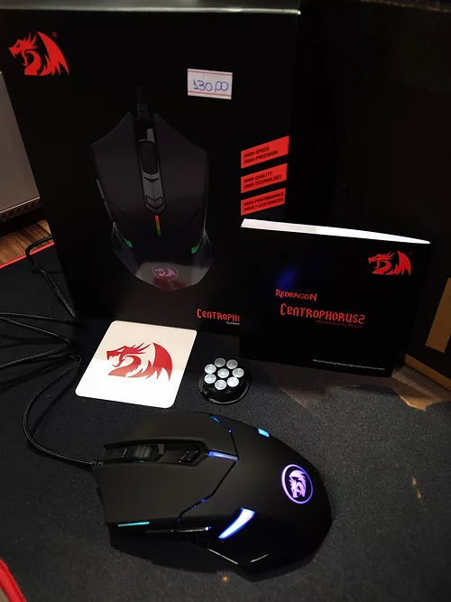 Mouse Gamer Redragon Centrophorus 2, Regulador Peso, 7200DPI, 6 Botões, RGB