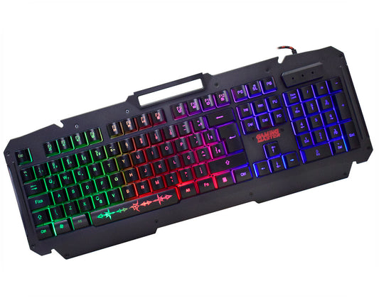 Teclado Gamer Semi Mecânico Metal Led RGB Shuriken KMJ9