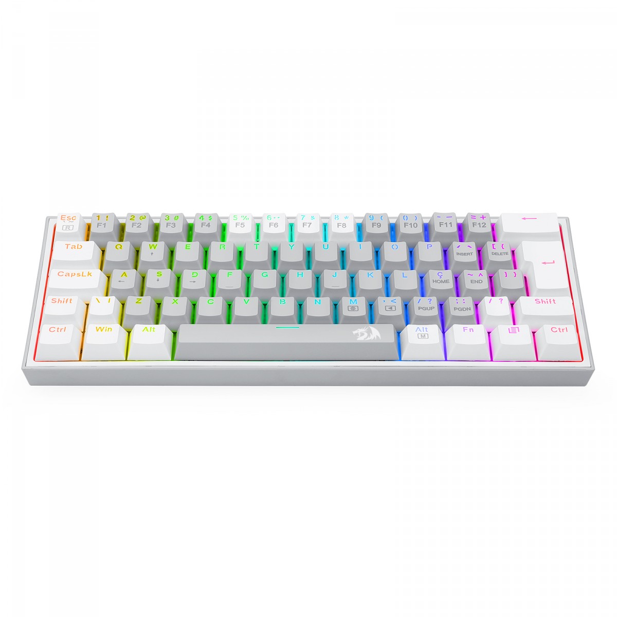 Teclado Mecânico Gamer Redragon Fizz/ RGB/ Switch Blue/ ABNT 2/ Gray/White/ K617-RGB-GW